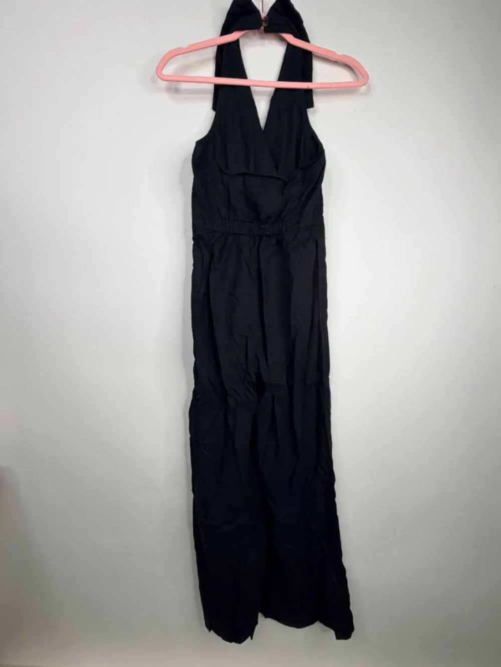 Banana Republic Linen-Blend Collard Jumpsuit Black 0 #A3562